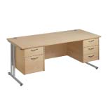 Cantilever Straight Desk with 2 and 3 Drawer Pedestals
