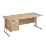 Cantilever Straight Desk with 2 Drawer Pedestal