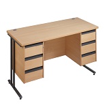 Cantilever Straight Desk with 2 and 3 Drawer Pedestals