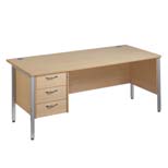 Straight Desk with 3 Drawer Pedestal