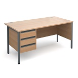 Straight Desk with 3 Drawer Pedestal